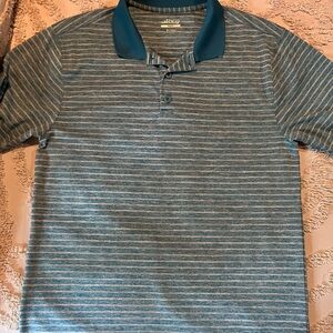 BCG Men's Teal Striped Polo Shirt